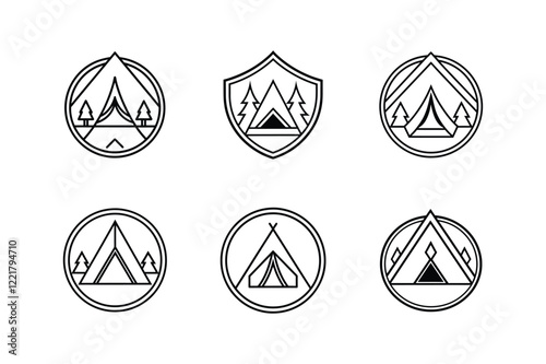 camp sign line art vector illustration