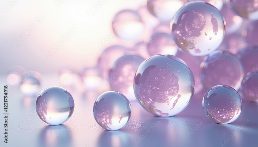 Abstract 3D White and Purple Glossy Spheres Abstract 3D White and Purple Glossy Spheres