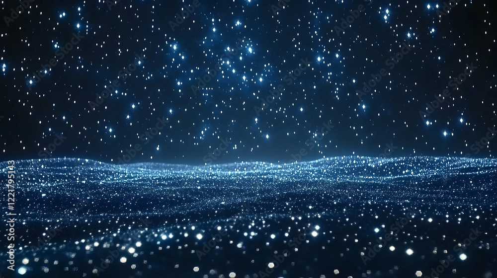 Obraz premium Starry Night Sky with Cosmic Particles and Glowing Light Effects