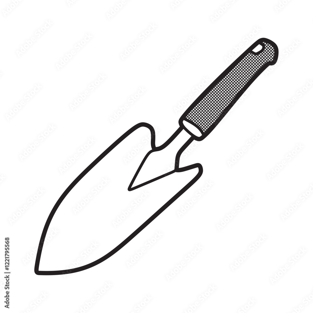 black and white garden shovel image, simple vector black and white garden shovel image, simple vector