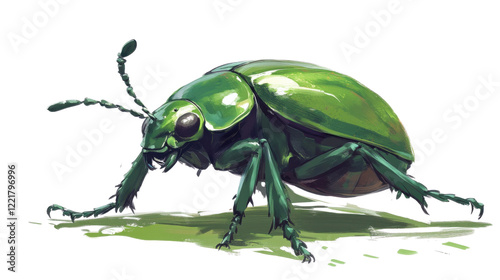 Green bug on transparent background