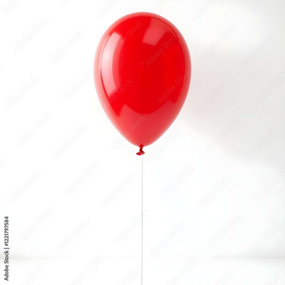 A vibrant red balloon floating against a clean white background, perfect for party and celebration themes A vibrant red balloon floating against a clean white background, perfect for party and celebration themes