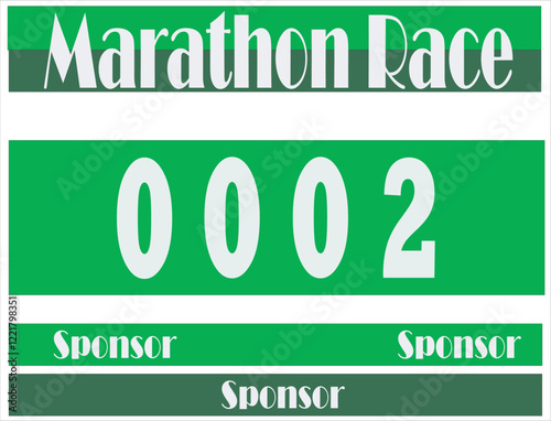 Green colored marathon number bib isolated on white