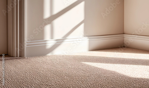 A room with a white wall and a white carpet