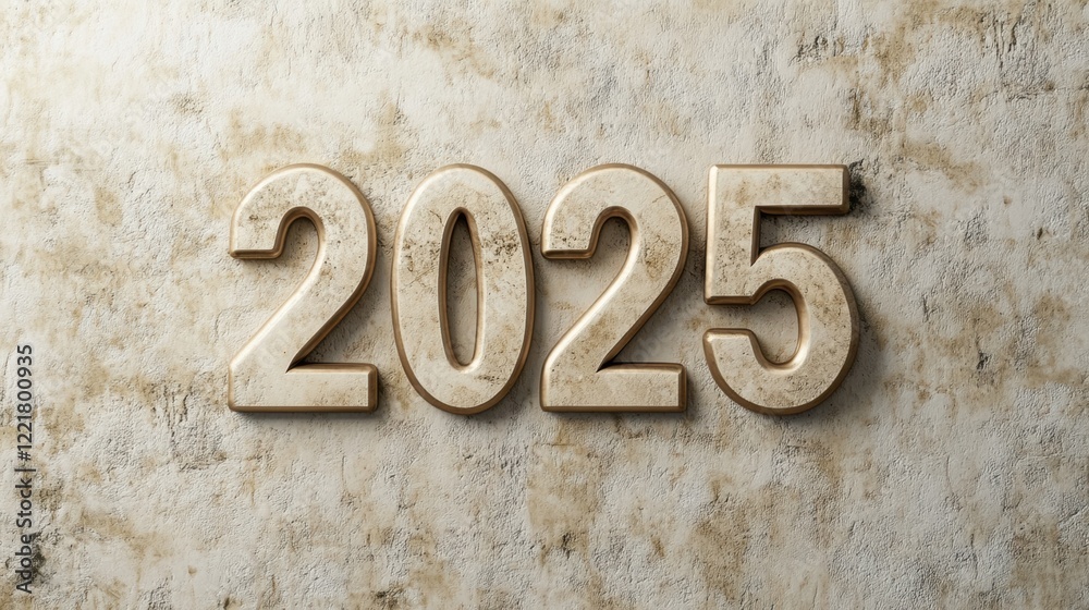 2025 New Year Festive Gold Numbers on Textured Background 2025 New Year Festive Gold Numbers on Textured Background