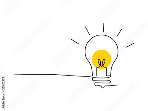 line drawing of tangled idea with light bulbs vector illustration on transparent background