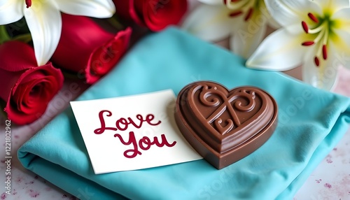 heart-shaped chocolate with 
