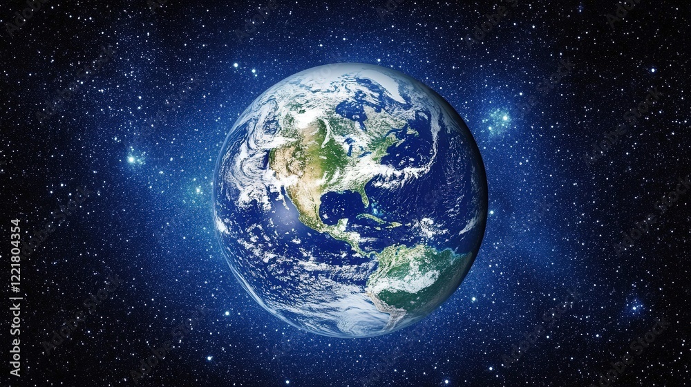 Fototapeta premium Earth in Space Surrounded by Stars and Cosmic Beauty