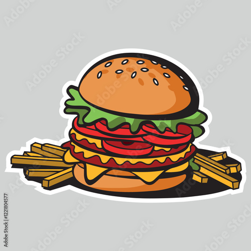 illustration of a fast food hamburger sticker for entrepreneurship