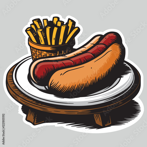 illustration of a fast food hotdog sticker for entrepreneurship