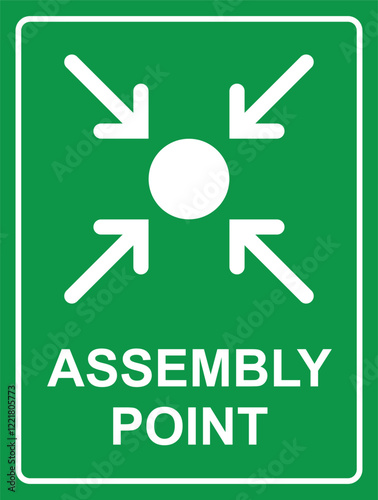 assembly point sign public area sign green background