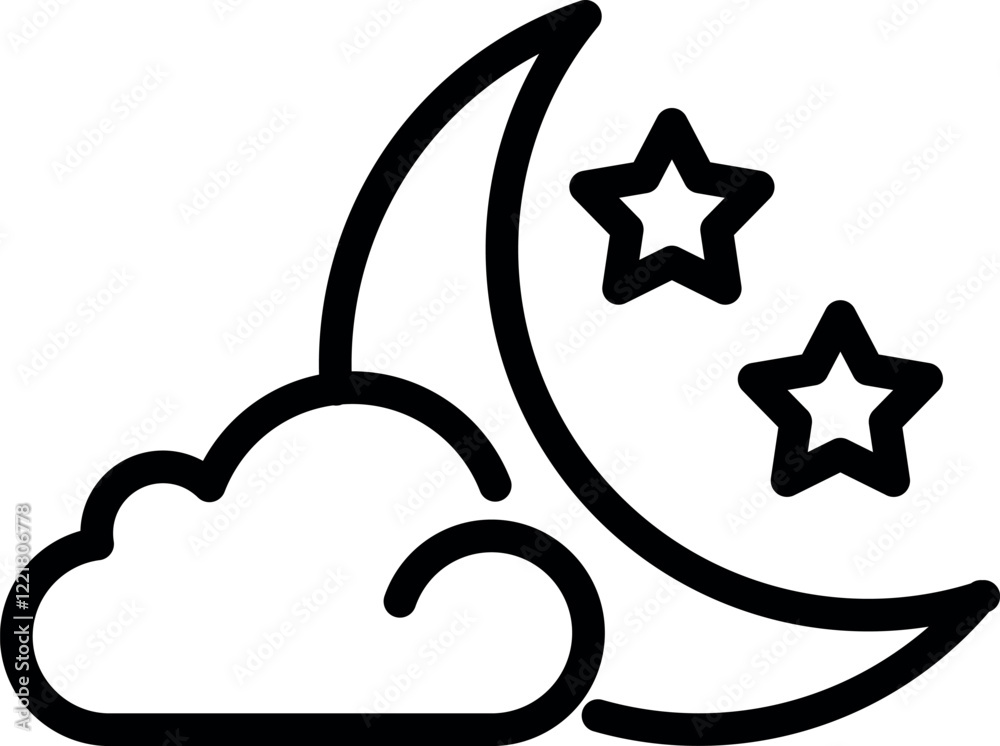 Moon line icon single high quality Moon line icon single high quality