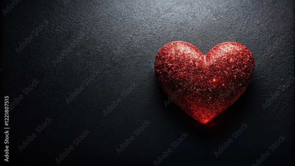 Sparkling Red Heart on Dark Background Romantic Symbol of Love and Affection Sparkling Red Heart on Dark Background Romantic Symbol of Love and Affection