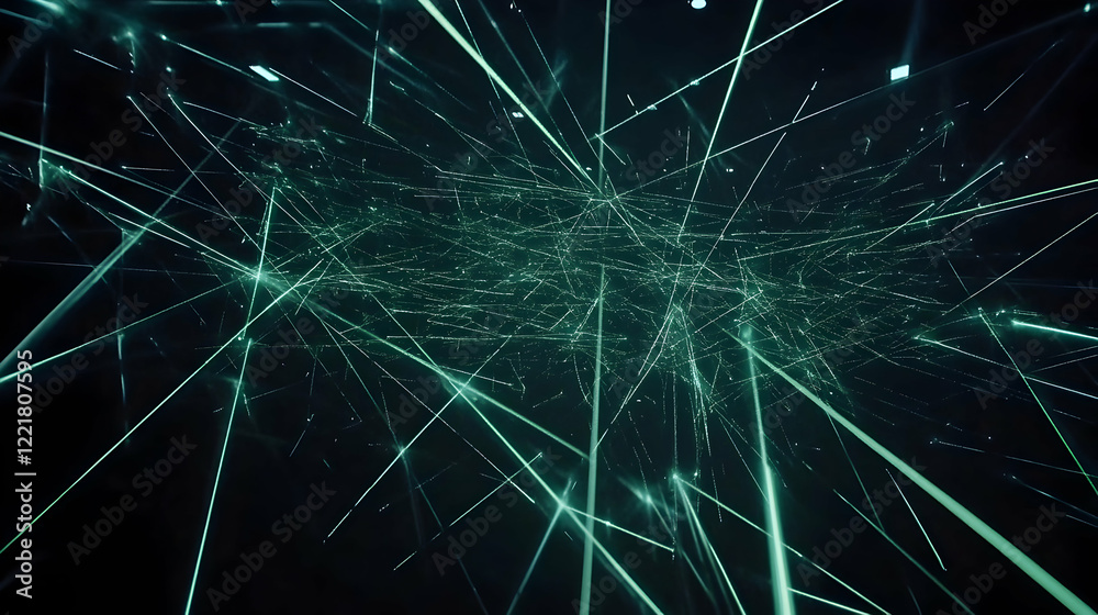 Abstract teal light streaks, digital network, futuristic background, tech concept