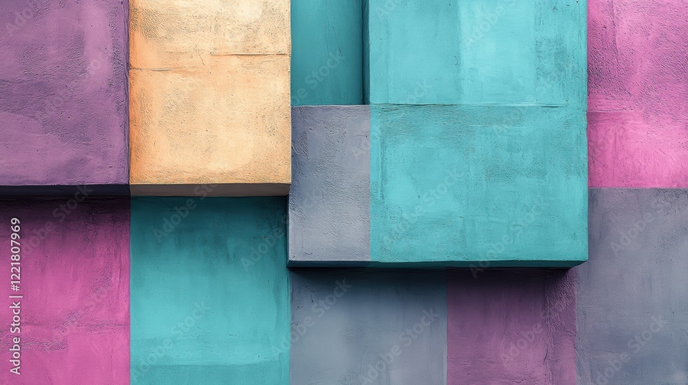 Fototapeta premium Abstract Geometric Teal Lavender Gray Wall Texture Background