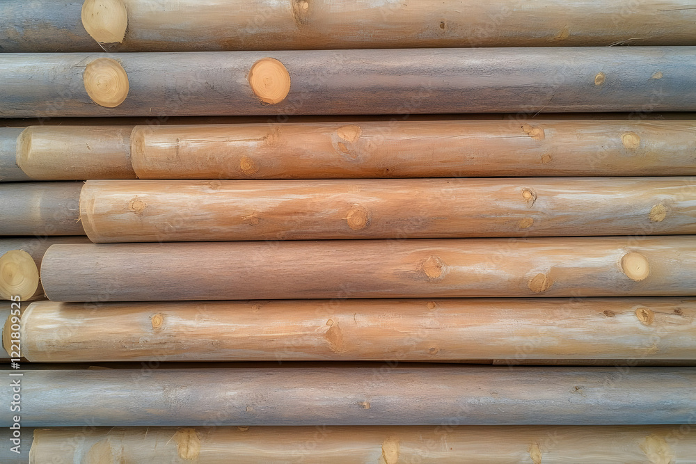 Stacked logs, timber, wood texture, construction site, background Stacked logs, timber, wood texture, construction site, background