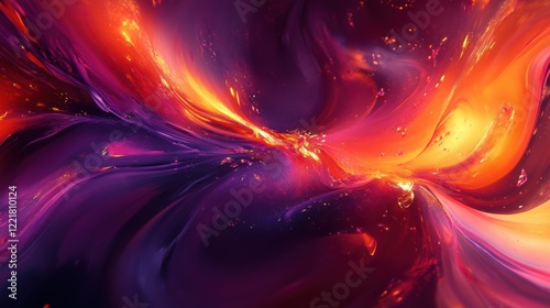 Abstract Purple Red Gold Swirling Paint Texture Background