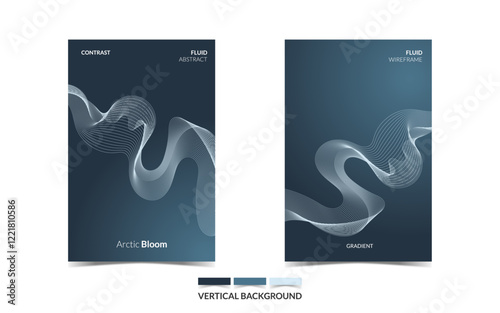 VERTICAL BACKGROUND 93 EDITABLE DARK COLOR COVER DESIGN, WITH FLUID WIREFRAME ARTWORK FOR A LOT OF DESIGN NEEDS