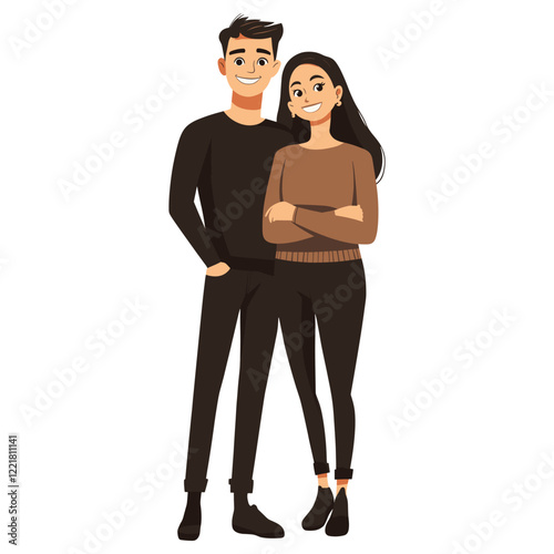 A happy couple illustration clothing woman vector