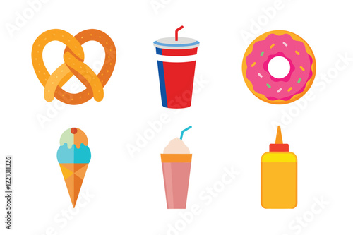 A Bundle of fast food Vector illustrations isolated icon