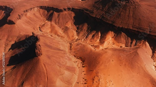 Wallpaper Mural Epic rugged landscape in Mauritania, Africa, Sahara desert, drone view from above with dunes surrounded by rocky mountains Torontodigital.ca