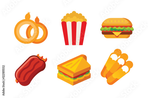 A Bundle of fast food Vector illustrations isolated icon