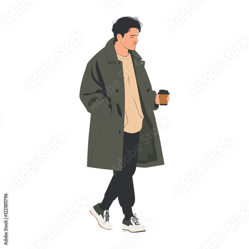 A man wearing jacket illustration coffee coat vector