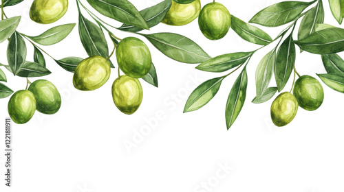 Wallpaper Mural Green olives with leaves on transparent background Torontodigital.ca