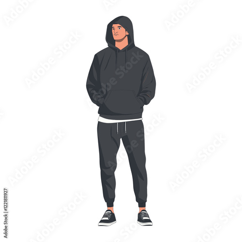 A man wearing hoodie illustration clothing sweatshirt vector