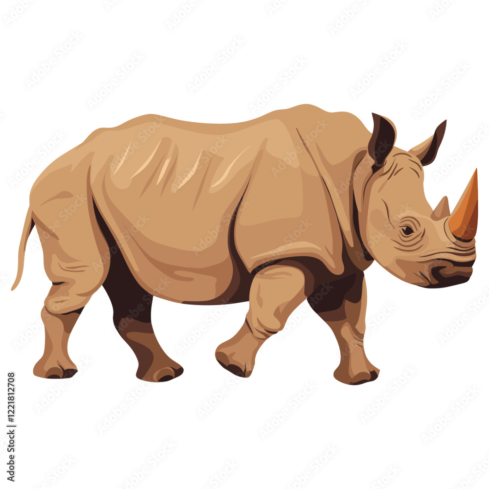 Fototapeta premium Rhinoceros walking rhino illustration wildlife vector