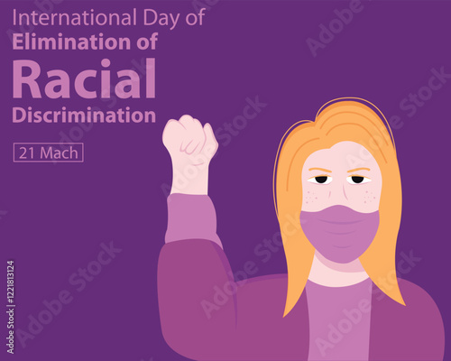 illustration vector graphic of a blonde woman raised her hand, perfect for international day, elimination of racial discrimination, celebrate, greeting card, etc.