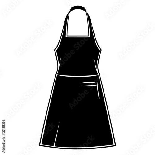 Simple apron linear illustration design black vector