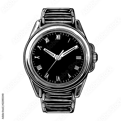 Simple watch cake linear illustration design black vector