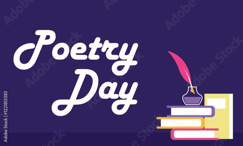 illustration vector graphic of pile of books and ink, perfect for international day, world poetry day, celebrate, greeting card, etc.