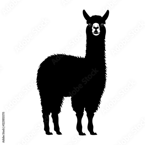 Simple alpaca linear silhouette illustration animal vector