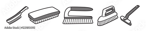various simple hand brush images, vector line art
