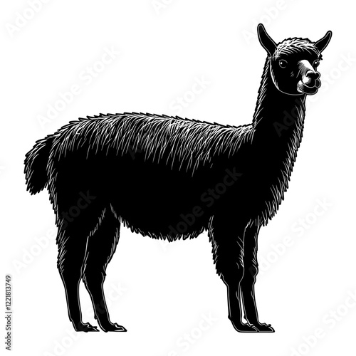 Simple alpaca linear illustration silhouette graphic vector