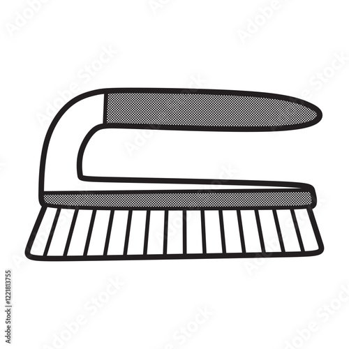 hand brush image with handle side view, simple vector