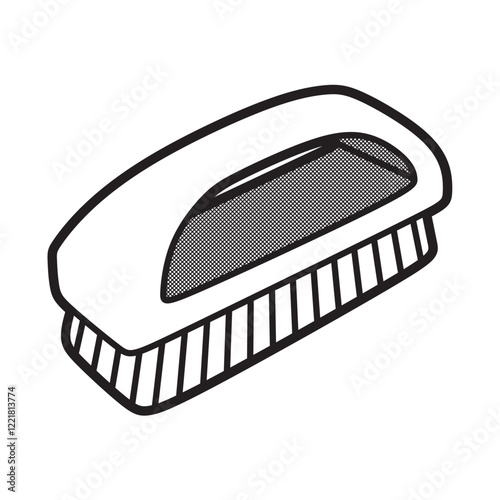 hand brush image with handle, simple vector