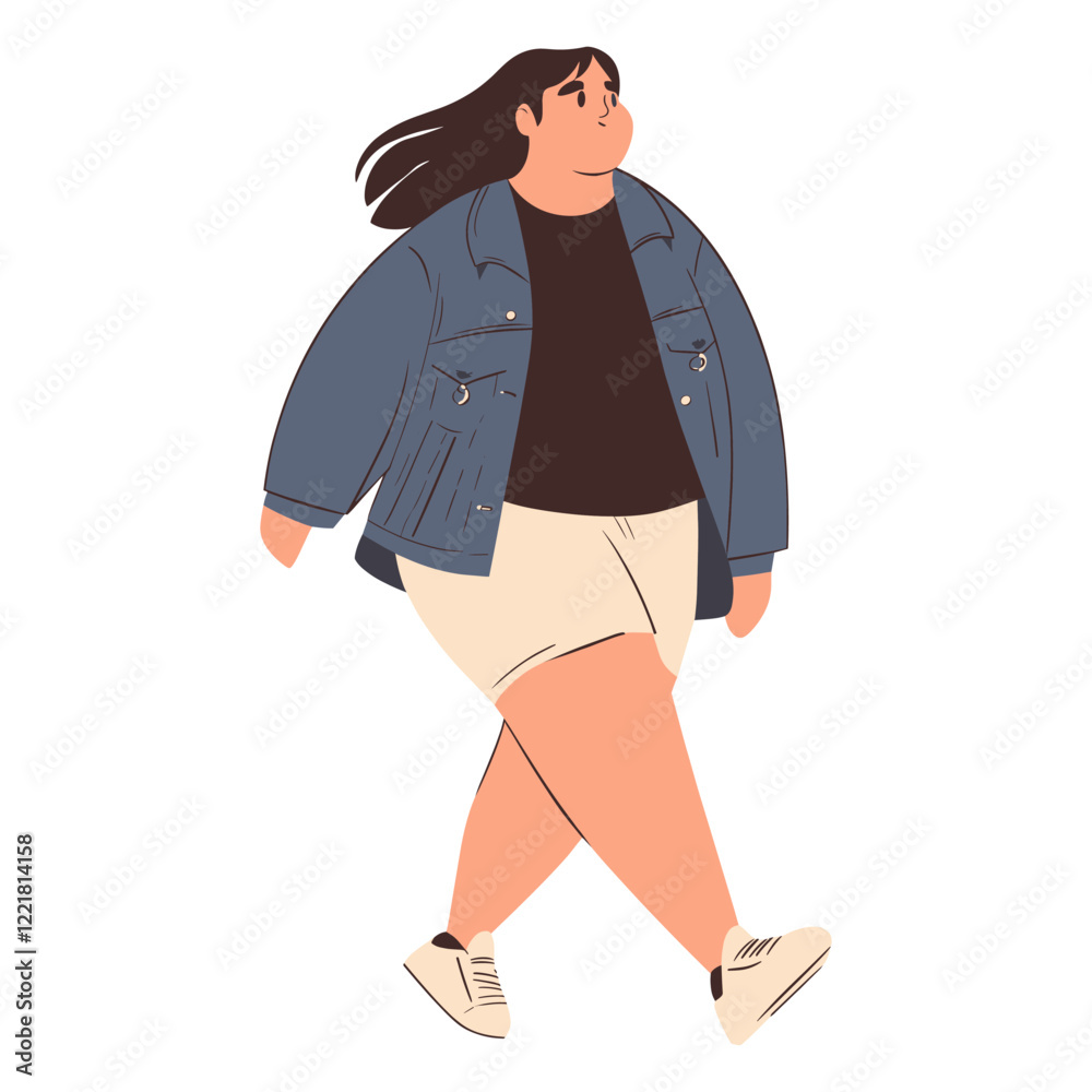 Fototapeta premium Girl walking jacket illustration vector