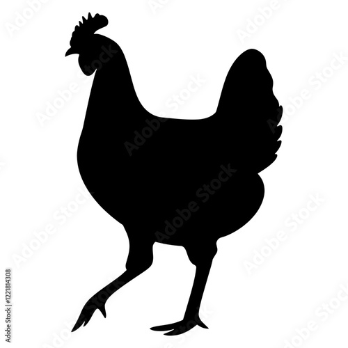 Hen walking silhouette illustration poultry vector