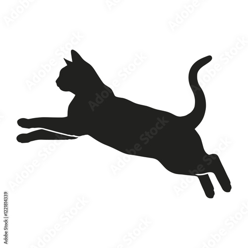 Cat jumping silhouette illustration animal black vector