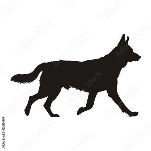 German Shepherd walking silhouette illustration animal canine vector