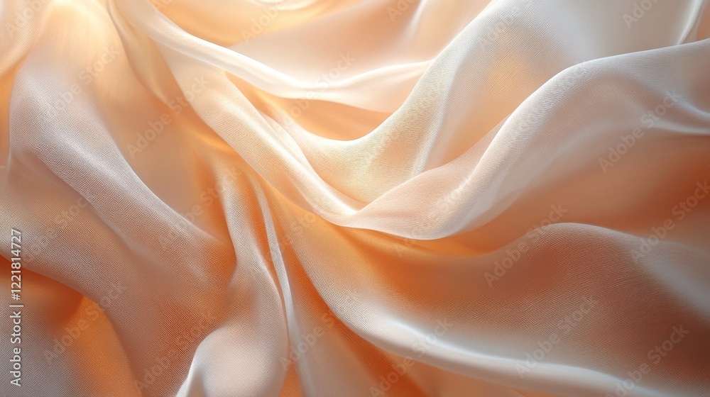 Obraz premium Draped peach colored silk fabric texture background