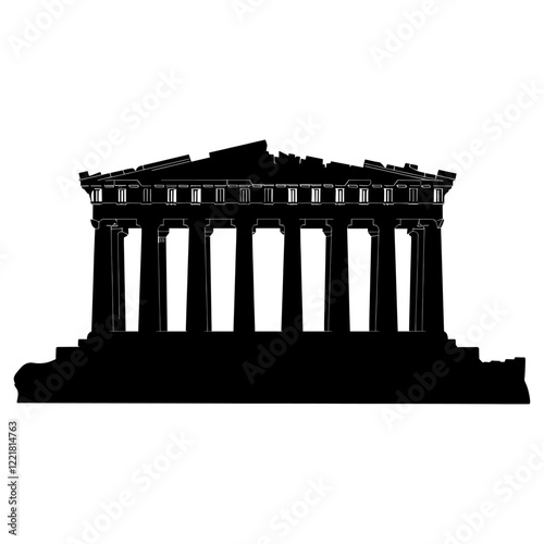 Acropolis of Athens architecture silhouette parthenon vector