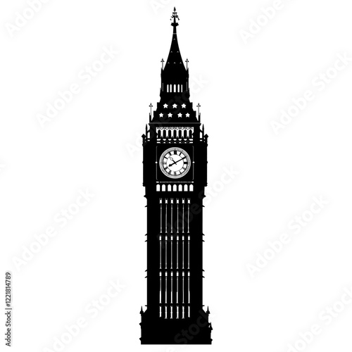 Big ben architecture silhouette building vector