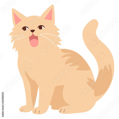 Cat meowing illustration cartoon animal vector
