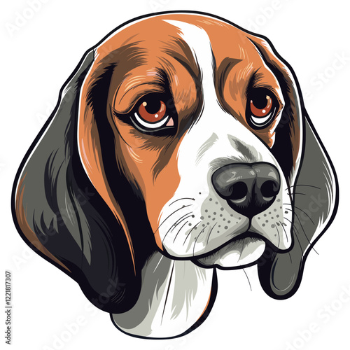 Beagle face retro logo illustration animal canine vector