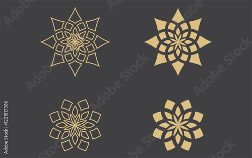 Geometric logo template. Vector circular arabic ornamental symbols