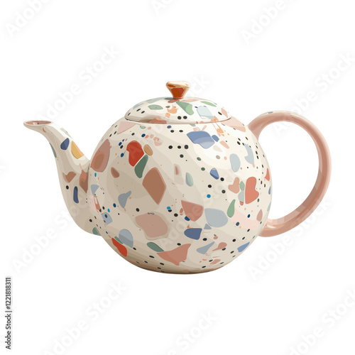 Terrazzo english tea pot teapot cookware colorful vector